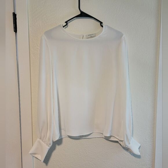 Babaton Tops - Babaton Satin Puff Long Sleeve White Blouse Medium